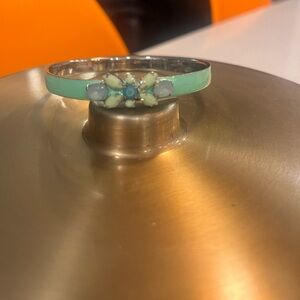 J. Crew Mint and Silver Floral Bracelet